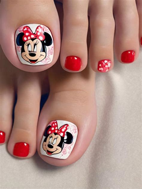 minnie mouse toe nails|Minnie Mouse nails